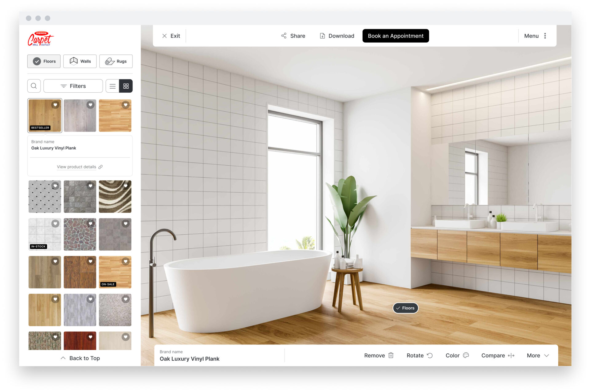 Desktop UI Main With browser bar 2 - Pierce Carpet Mill Outlet